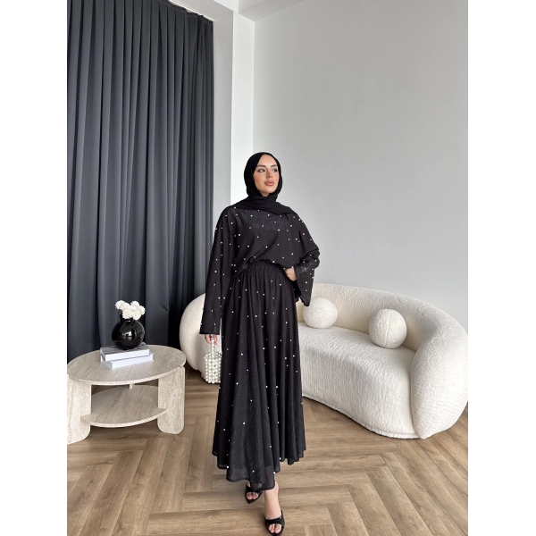 Ng - İncili Etekli Takım - Siyah