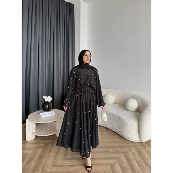 Ng - İncili Etekli Takım - Siyah