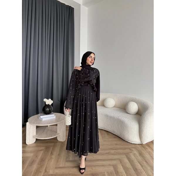 Ng - İncili Etekli Takım - Siyah