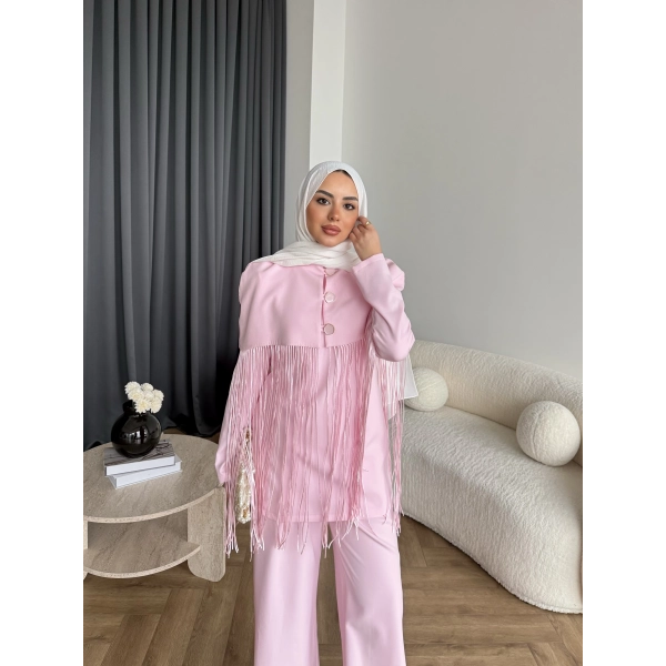 Fuş - Sakura Püsküllü Takım - Pembe