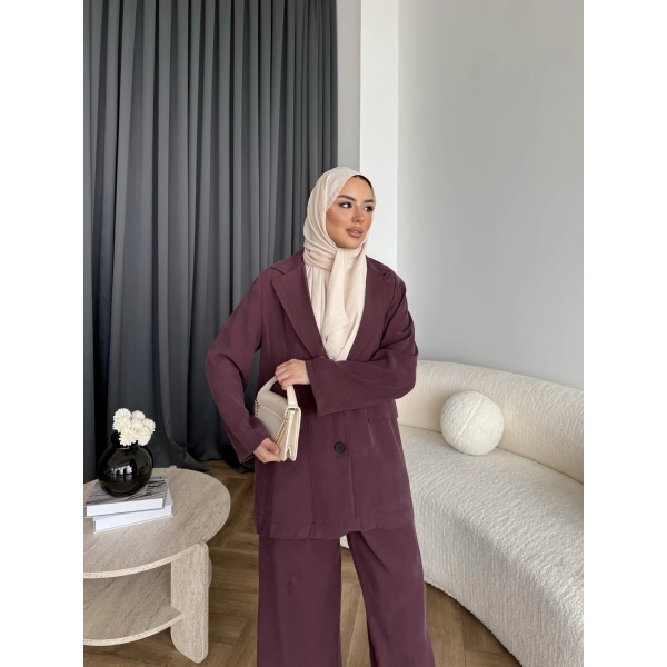 Mav - Moza Düğmeli Takım - Bordo