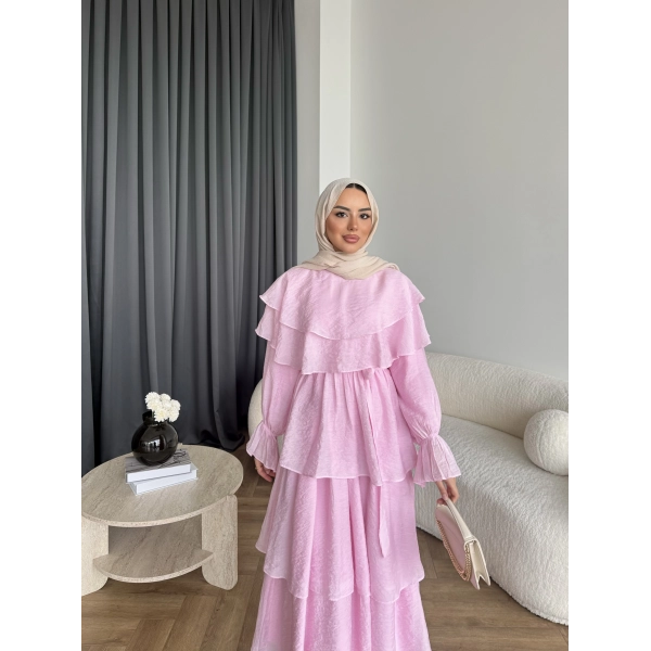 Tb - Dosha Fırfır Detay Elbise - Pembe