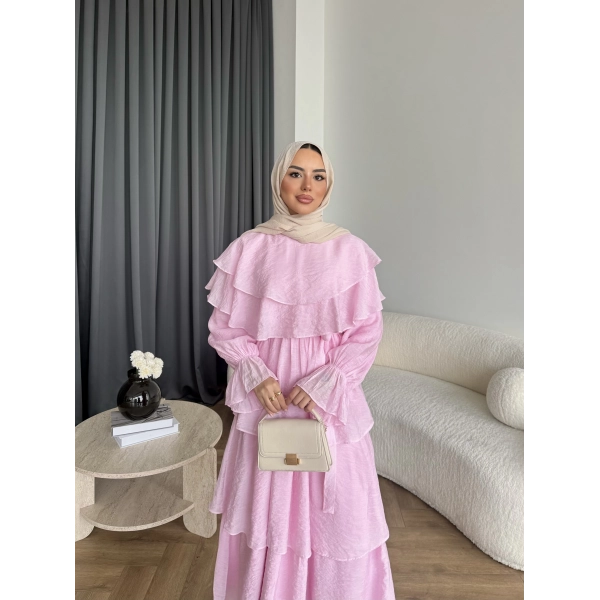 Tb - Dosha Fırfır Detay Elbise - Pembe