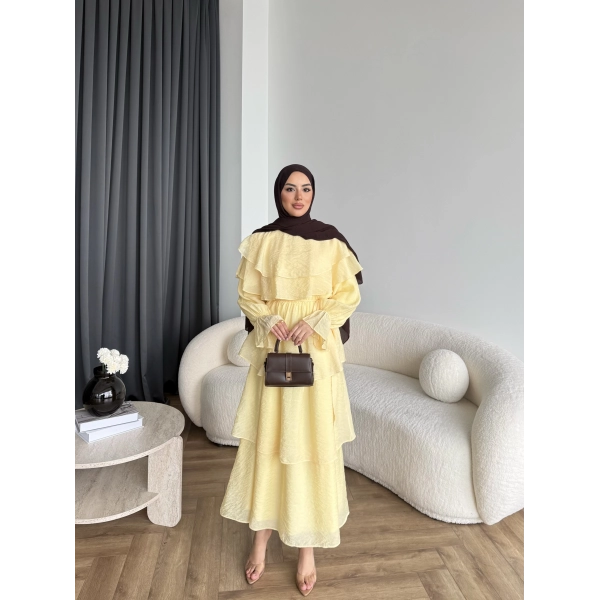 Tb - Dosha Fırfır Detay Elbise - Sarı