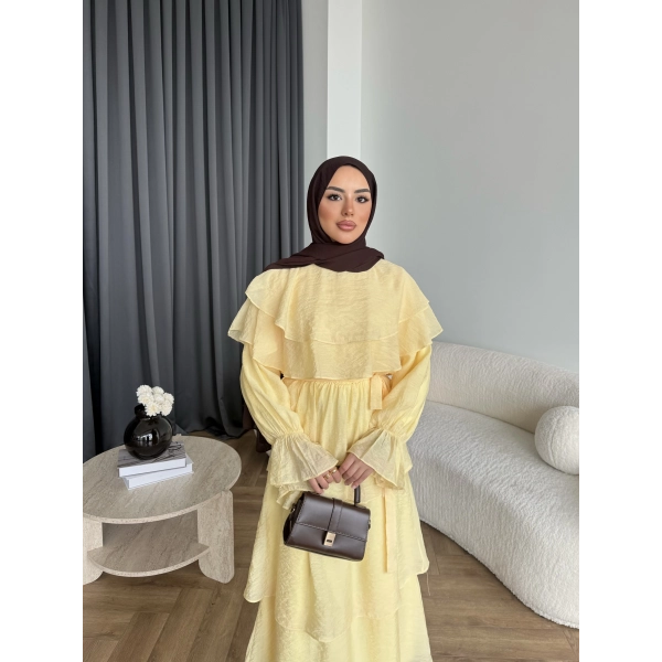 Tb - Dosha Fırfır Detay Elbise - Sarı