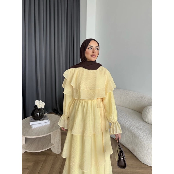 Tb - Dosha Fırfır Detay Elbise - Sarı