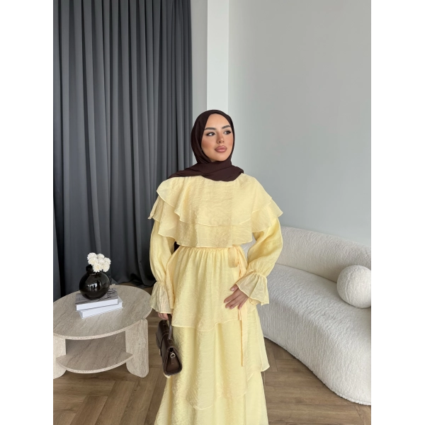 Tb - Dosha Fırfır Detay Elbise - Sarı