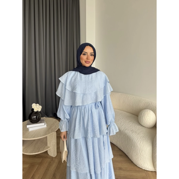 Tb - Dosha Fırfır Detay Elbise - Mavi