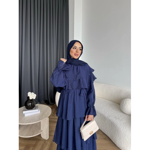 Tb - Dosha Fırfır Detay Elbise - Lacivert
