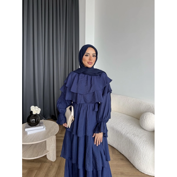 Tb - Dosha Fırfır Detay Elbise - Lacivert