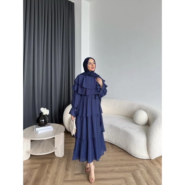 Tb - Dosha Fırfır Detay Elbise - Lacivert