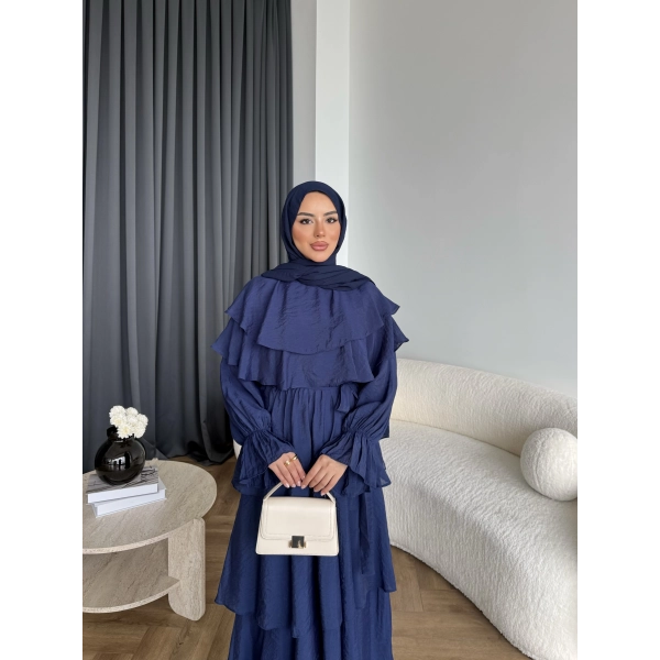 Tb - Dosha Fırfır Detay Elbise - Lacivert