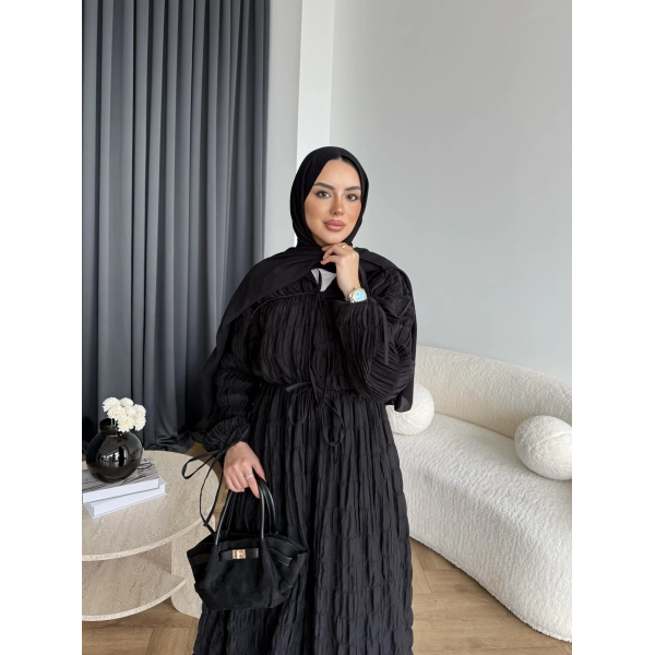 Hen - Henz Vual Bağcıklı Elbise - Siyah