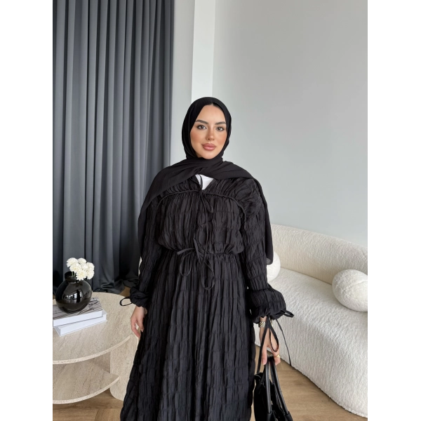 Hen - Henz Vual Bağcıklı Elbise - Siyah