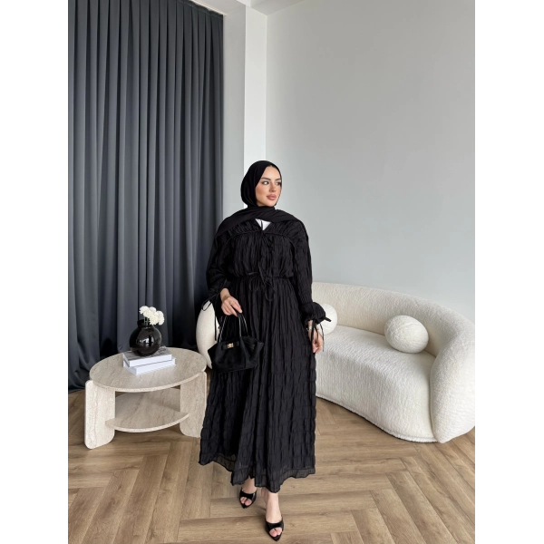 Hen - Henz Vual Bağcıklı Elbise - Siyah