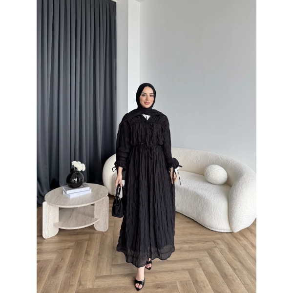 Hen - Henz Vual Bağcıklı Elbise - Siyah