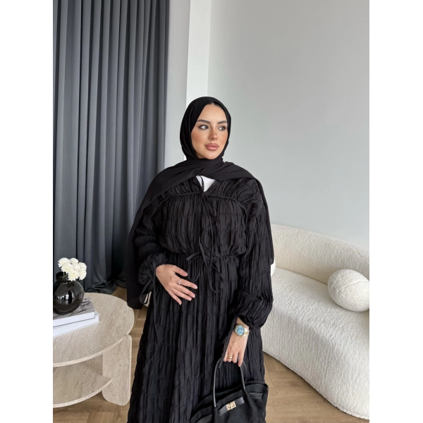 Hen - Henz Vual Bağcıklı Elbise - Siyah