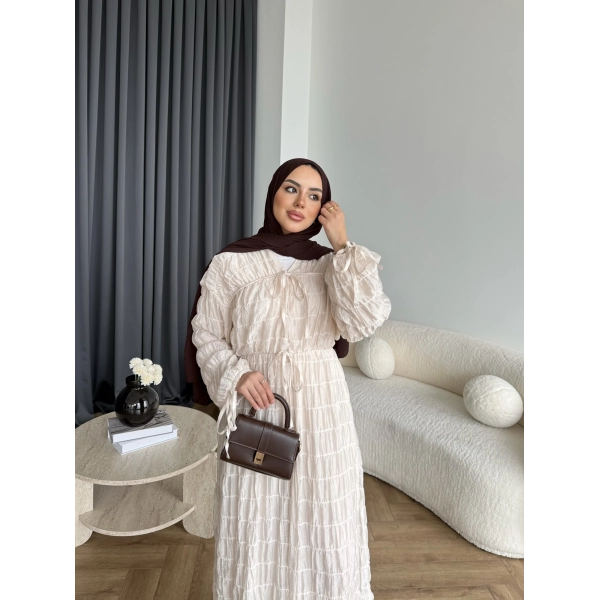 Hen - Henz Vual Bağcıklı Elbise - Bej