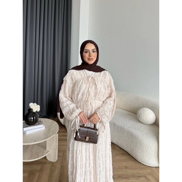 Hen - Henz Vual Bağcıklı Elbise - Bej