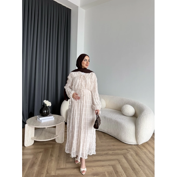 Hen - Henz Vual Bağcıklı Elbise - Bej