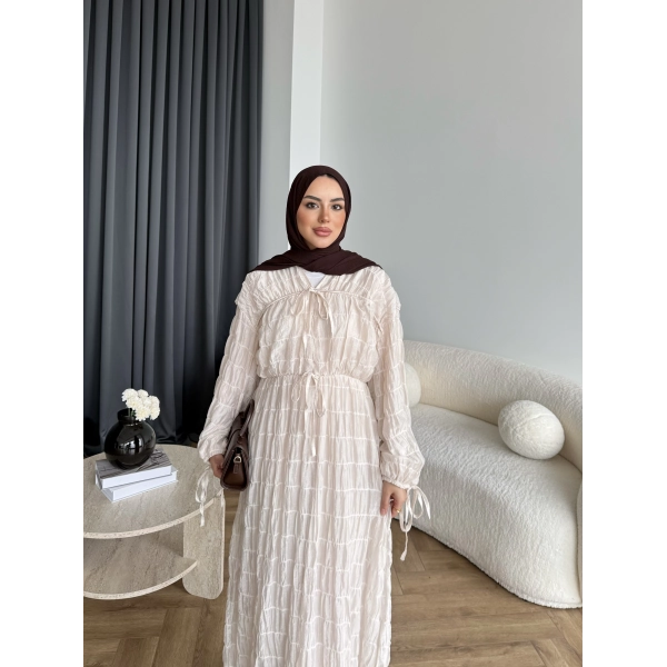 Hen - Henz Vual Bağcıklı Elbise - Bej