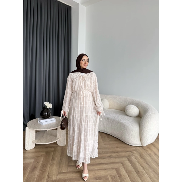 Hen - Henz Vual Bağcıklı Elbise - Bej