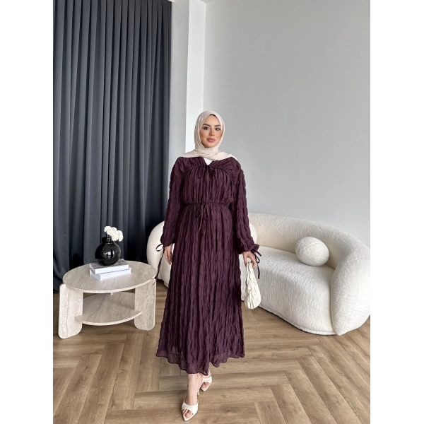 Hen - Henz Vual Bağcıklı Elbise - Bordo