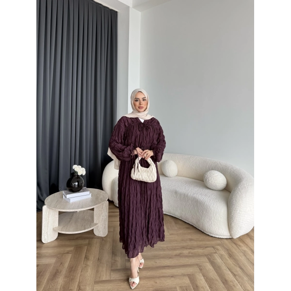 Hen - Henz Vual Bağcıklı Elbise - Bordo