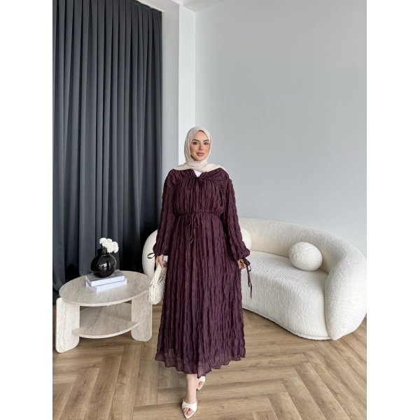 Hen - Henz Vual Bağcıklı Elbise - Bordo