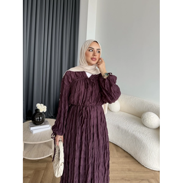 Hen - Henz Vual Bağcıklı Elbise - Bordo