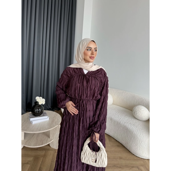 Hen - Henz Vual Bağcıklı Elbise - Bordo