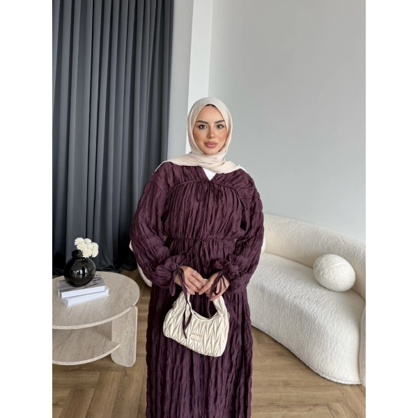 Hen - Henz Vual Bağcıklı Elbise - Bordo