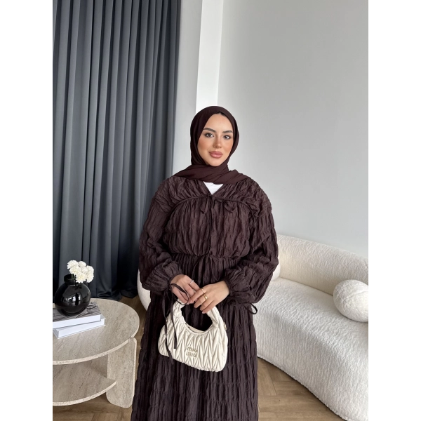 Hen - Henz Vual Bağcıklı Elbise - Kahve