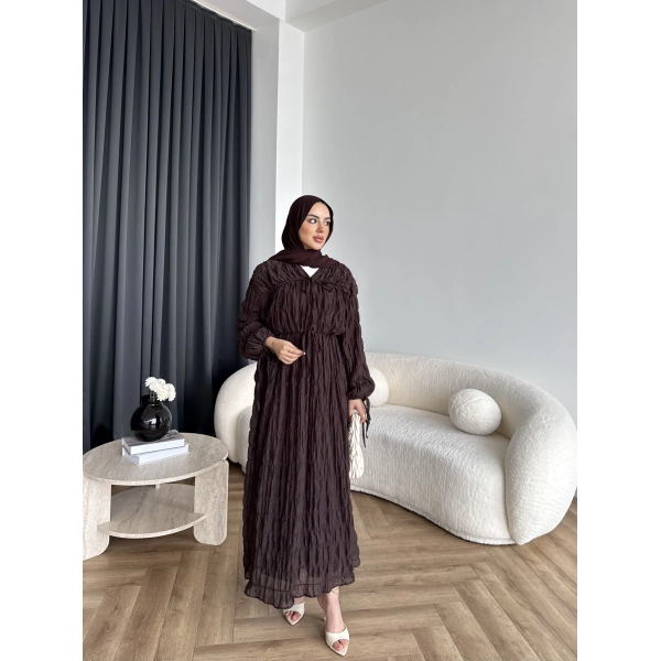 Hen - Henz Vual Bağcıklı Elbise - Kahve