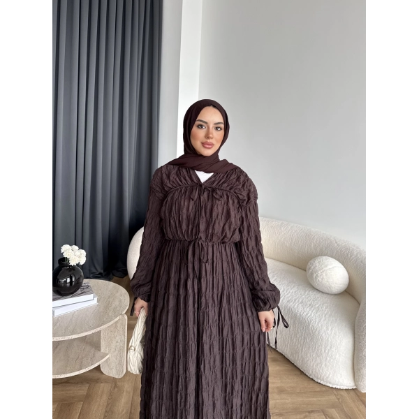 Hen - Henz Vual Bağcıklı Elbise - Kahve