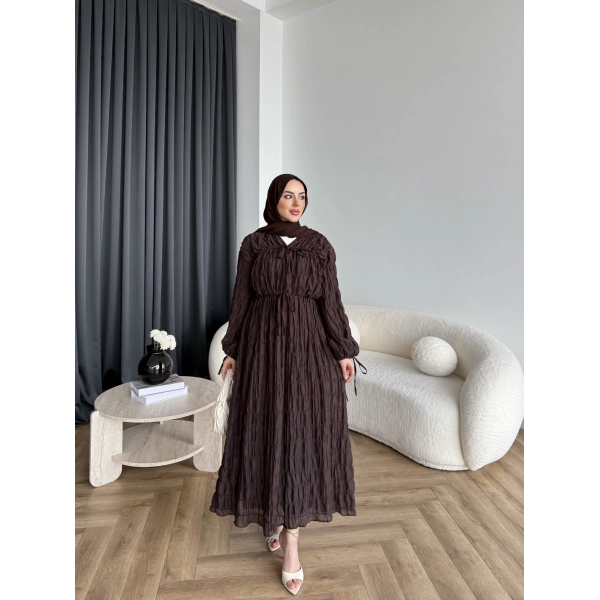 Hen - Henz Vual Bağcıklı Elbise - Kahve