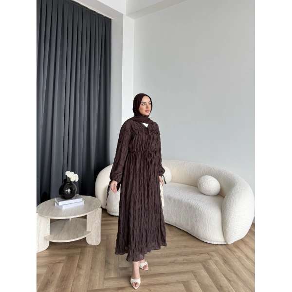 Hen - Henz Vual Bağcıklı Elbise - Kahve