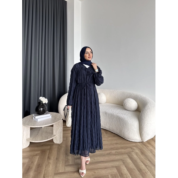 Hen - Henz Vual Bağcıklı Elbise - Lacivert