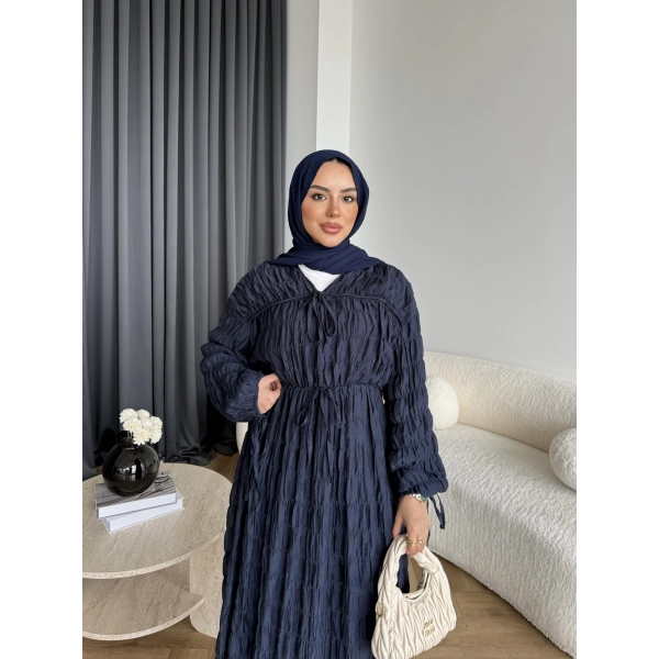 Hen - Henz Vual Bağcıklı Elbise - Lacivert