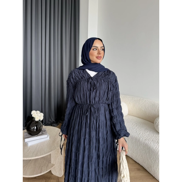 Hen - Henz Vual Bağcıklı Elbise - Lacivert