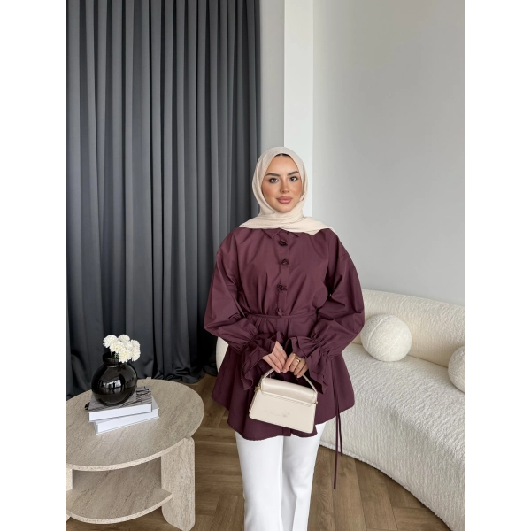 Hen - Sehaa Gül Detay Gömlek - Bordo