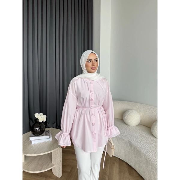 Hen - Sehaa Gül Detay Gömlek - Pembe