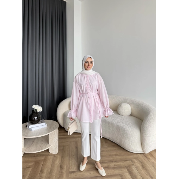 Hen - Sehaa Gül Detay Gömlek - Pembe