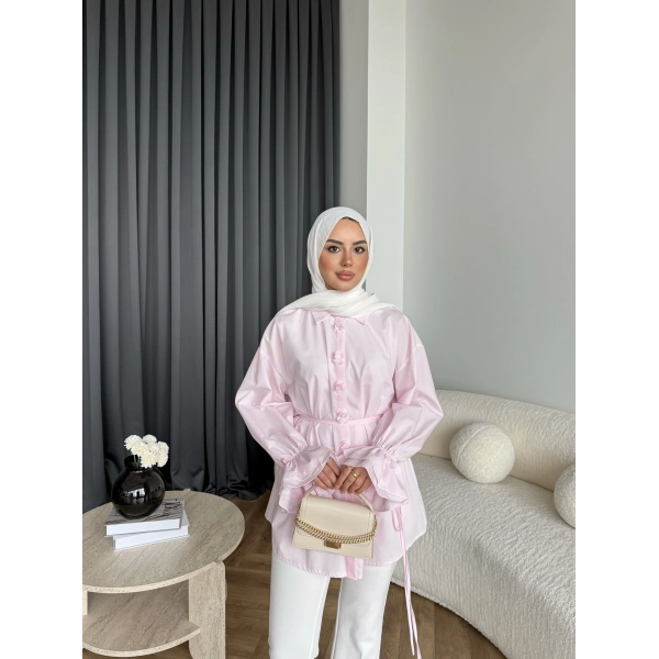 Hen - Sehaa Gül Detay Gömlek - Pembe