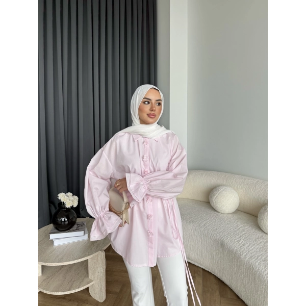 Hen - Sehaa Gül Detay Gömlek - Pembe