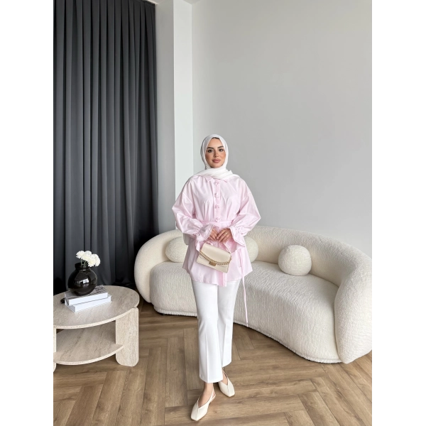 Hen - Sehaa Gül Detay Gömlek - Pembe