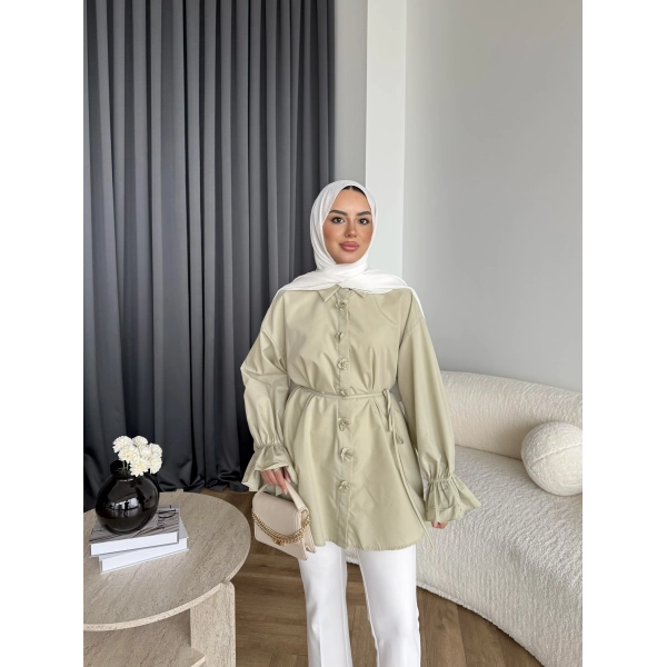 Hen - Sehaa Gül Detay Gömlek - Yeşil