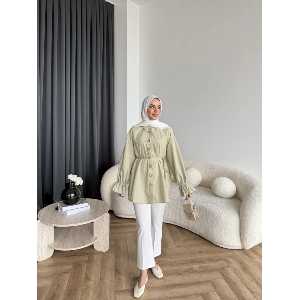 Hen - Sehaa Gül Detay Gömlek - Yeşil