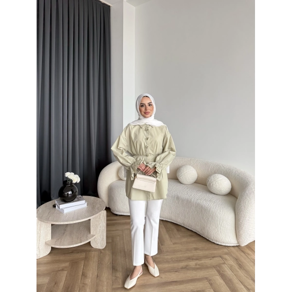 Hen - Sehaa Gül Detay Gömlek - Yeşil