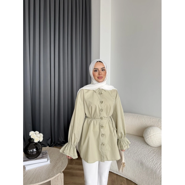 Hen - Sehaa Gül Detay Gömlek - Yeşil